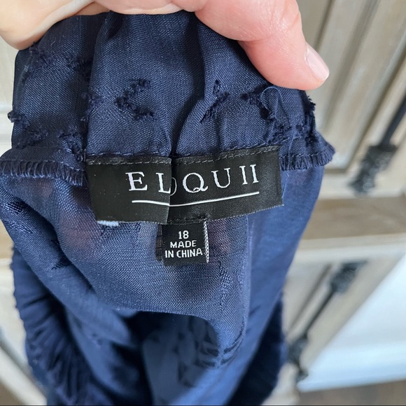 Eloquii Embroidered Off Shoulder Tie Sleeve Blouse Top in Navy plus size 18 - Picture 14 of 14